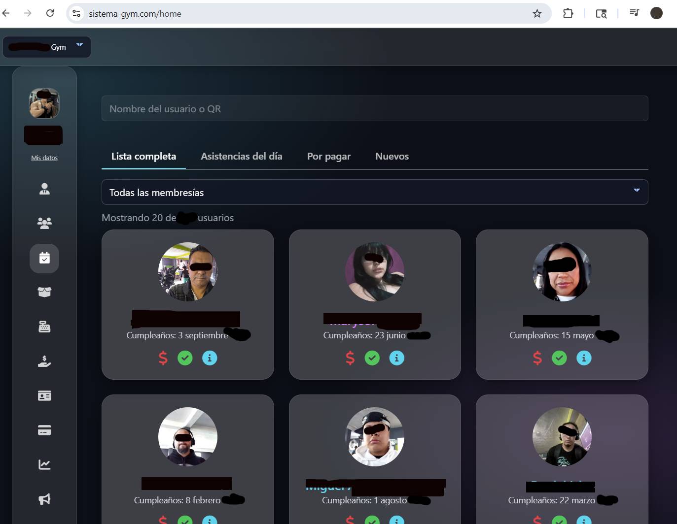 Interfaz Sistema Gym